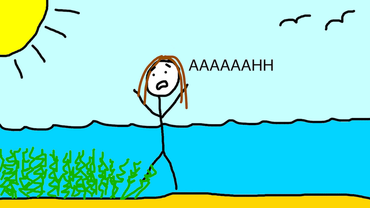 Me getting foot caught in seaweed